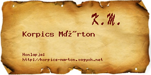 Korpics Márton névjegykártya