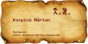 Korpics Márton névjegykártya