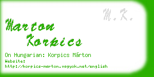 marton korpics business card